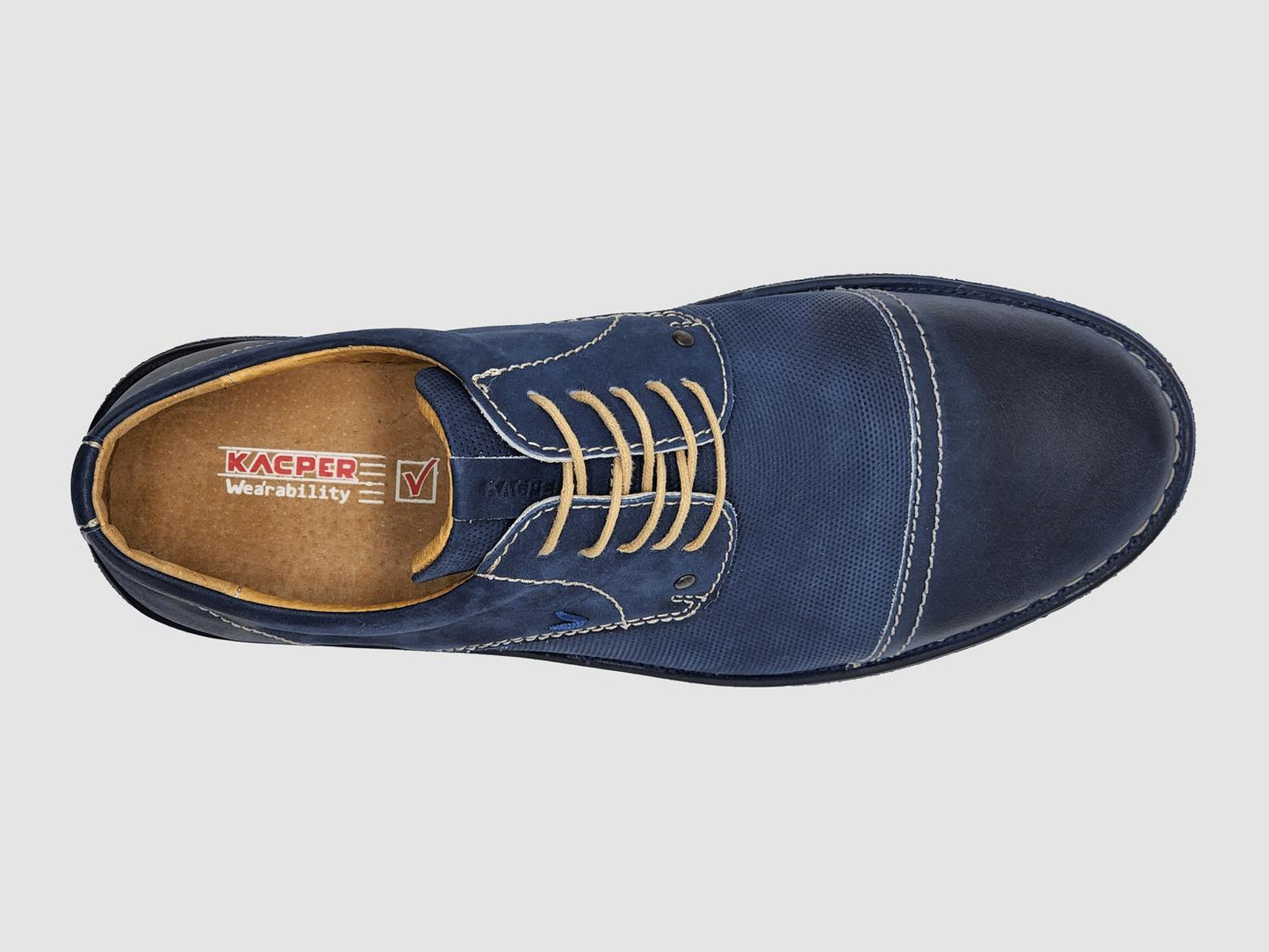 Kcr Group - Men's Derby Toe-Cap Leather Dress Shoes