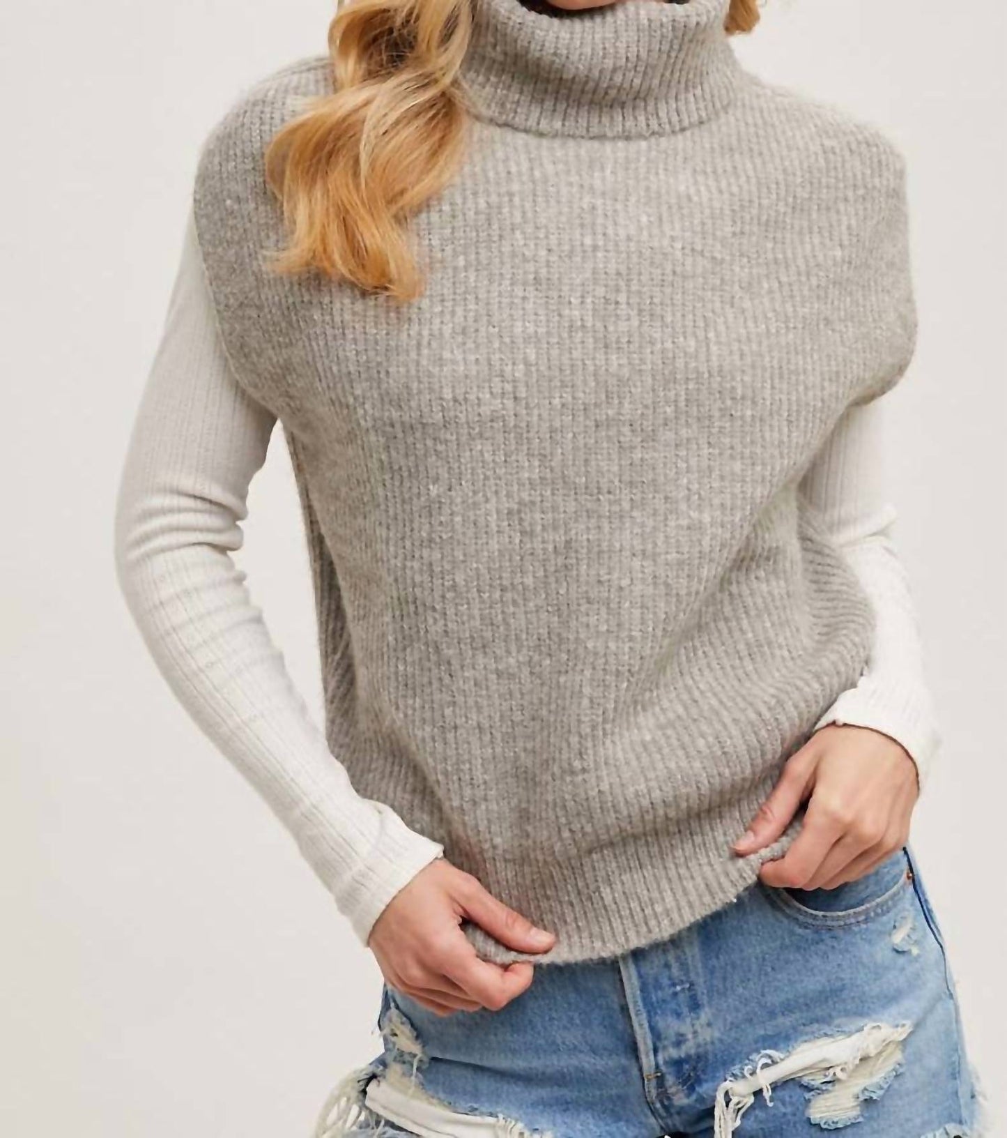 Bluivy - Cassie Turtleneck Sweater Knit Vest