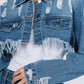 American Bazi - Chic Cropped Distressed Denim Jacket