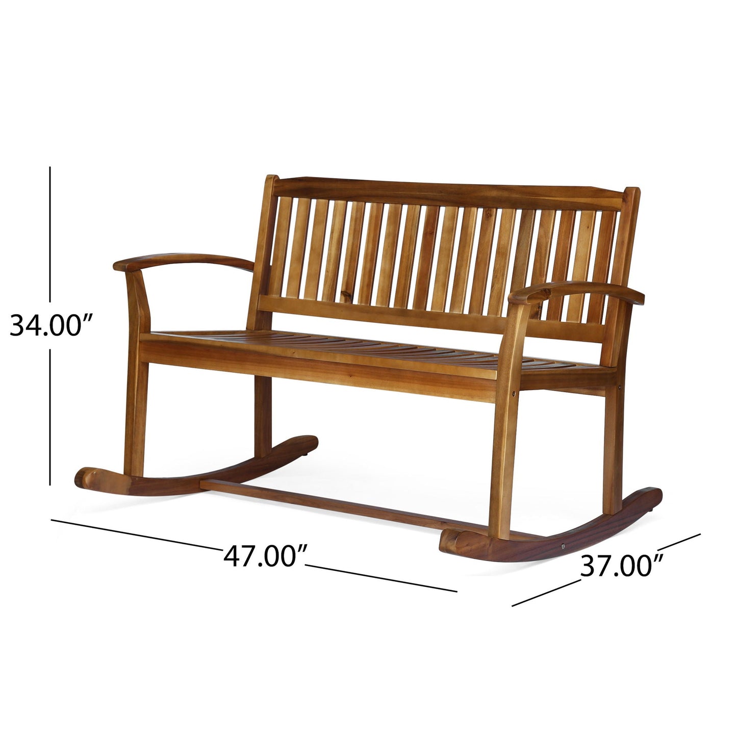 एकेशिया वुड फ़्रेम वाला आउटडोर रॉकिंग लवसीट - प्राकृतिक