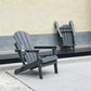 HDPE Folding Adirondack Chair with Dual Cup Holder - Gray
