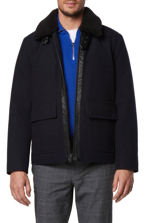 Andrew Marc Hudson Water Resistant Faux Shearling Trim Jacket in Blue Heather, Size Xx-Large