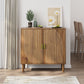 Buffet Cabinet With Line Groove Design, Sideboard Buffet Cabinet With Storage, Multifunctional Accent Cabinet For Living Room, Entryway, Hallway, Office, Kitchen - Brown
