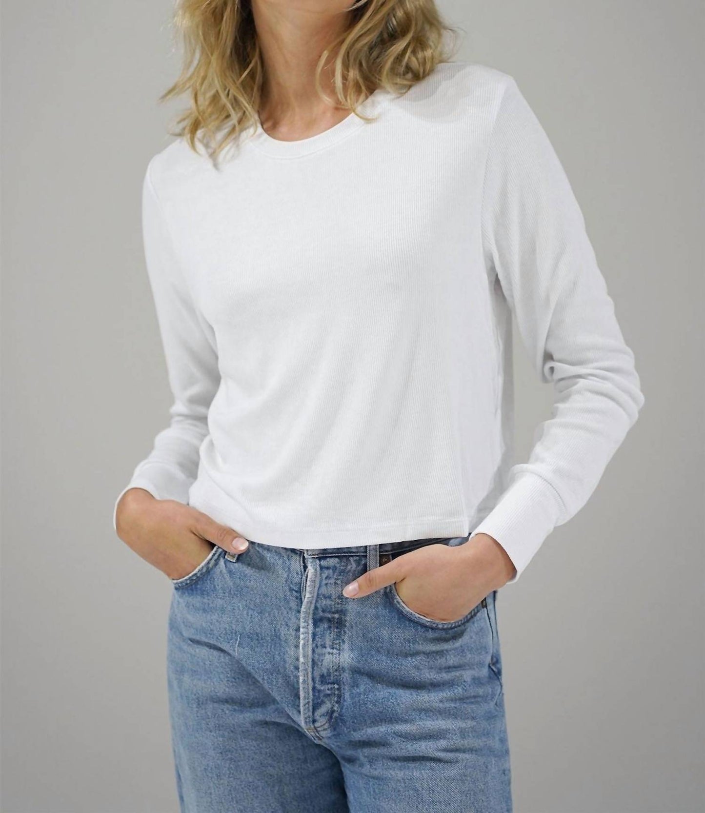 Lna - Long Sleeve Rib Crew Tee