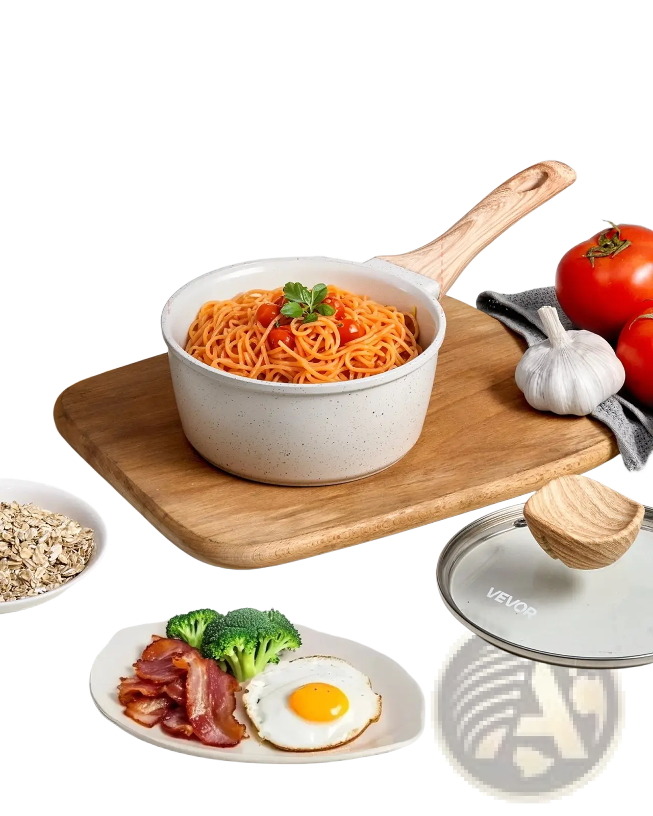 1.5 Qt Nonstick Saucepan with Detachable Handle White
