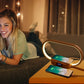 Oval Wireless Charging Touch Lamp with Digital Clock