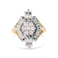 10K Yellow Gold 1 Cttw Round and Baguette cut Diamond Cluster and Rhombus Halo Ring (H-I Color, I1-I2 Clarity) - Ring Size 7
