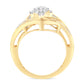 10K Yellow Gold Diamond Bypass Cluster Ring (1 Cttw, I-J Color, I2-I3 Clarity) - Size 7