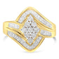 10K Yellow Gold over .925 Sterling Silver Diamond Bypass Cluster Ring (1 Cttw, I-J Color, I2-I3 Clarity) - Size 6