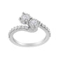 10K White Gold Two-Stone Miracle-Set Diamond Bypass Ring (1 Cttw, H-I Color, I1-I2 Clarity) - Size 6