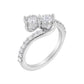10K White Gold Two-Stone Miracle-Set Diamond Bypass Ring (1 Cttw, H-I Color, I1-I2 Clarity) - Size 6