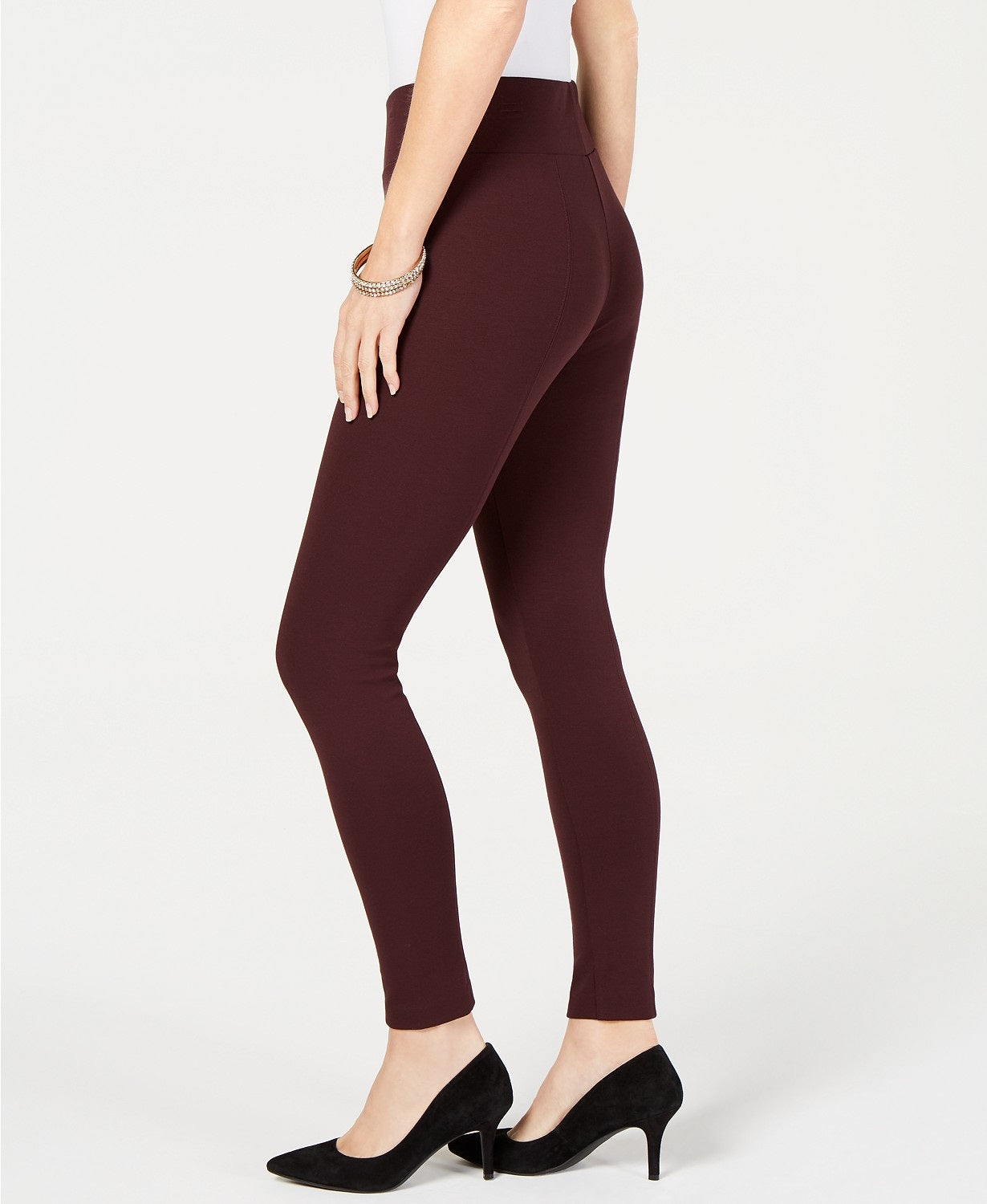 Alfani Women's Petite Comfort-Waist Leggings Wine Size Large