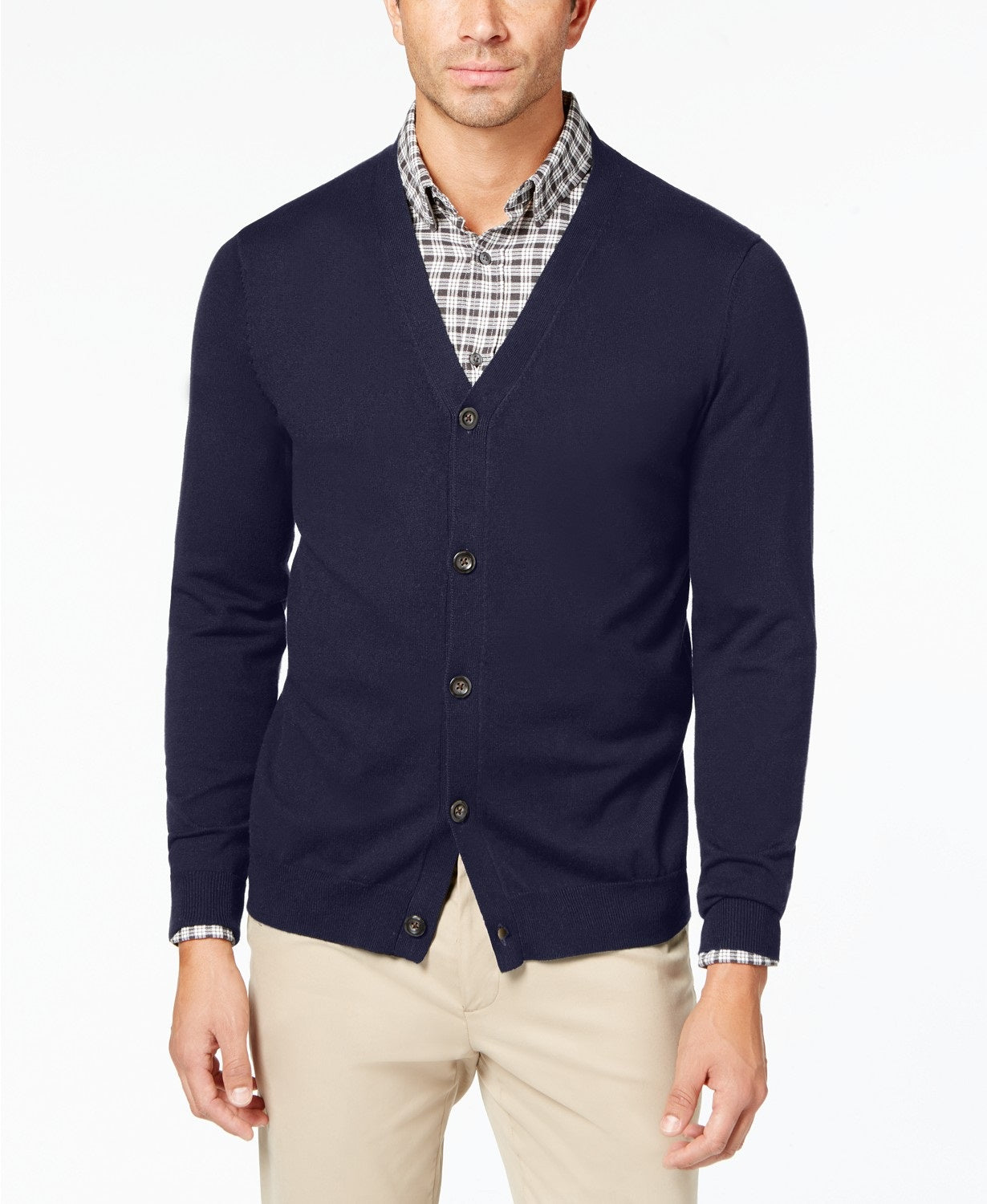 Club Room Men's Knit V-Neck Cardigan Navy Size 3 Extra Large