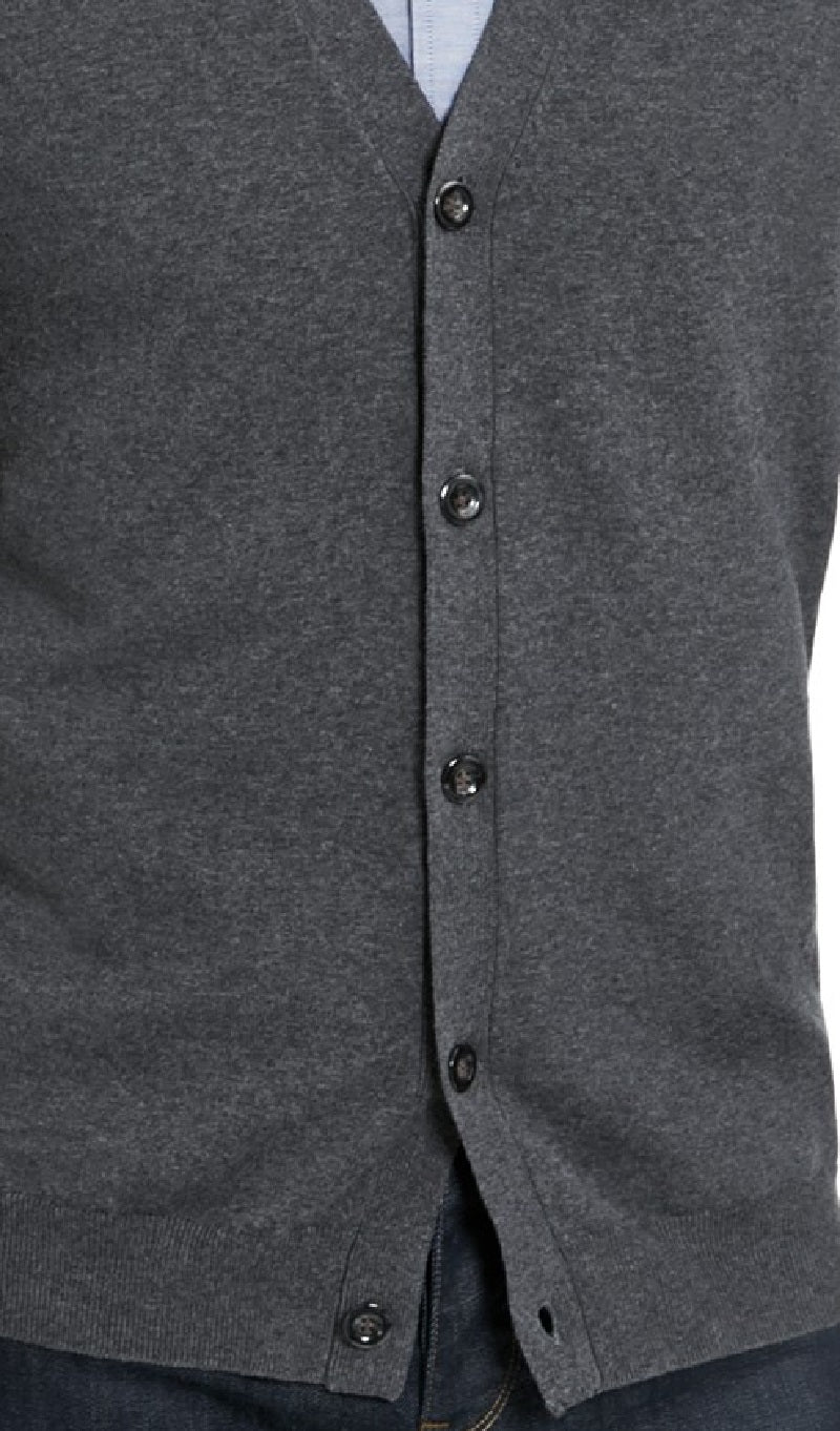 Club Room Men's Knit V-Neck Cardigan Charcoal Size 3 Extra Large