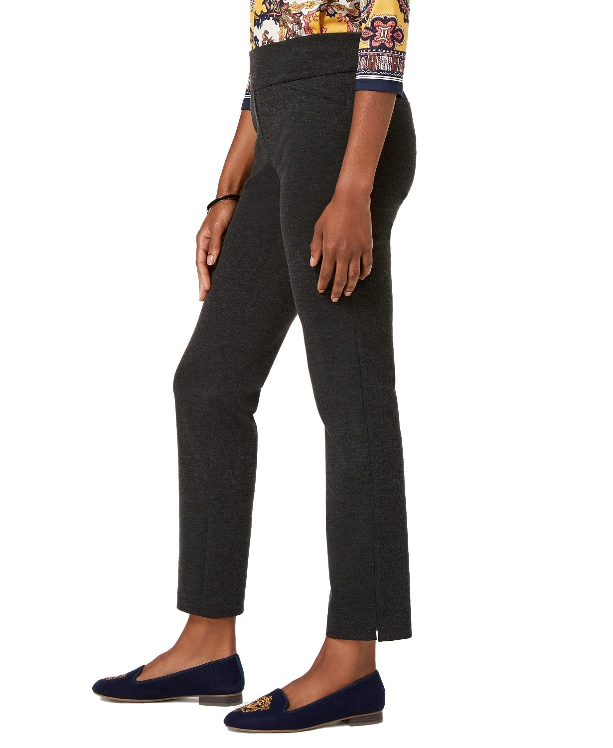 Charter Club Women's Petite Pull-On Ponté-Knit Pants Heather Onyx Size 4