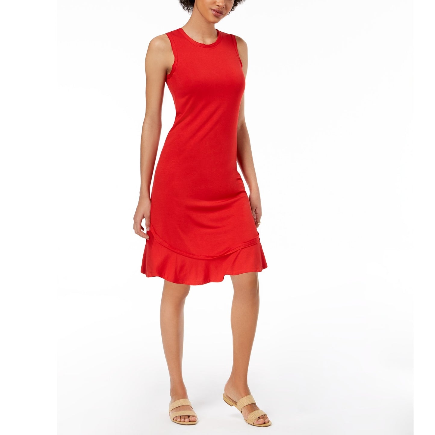 Maison Jules Women's Ruffled Hem A Line Dress Firespin Size Extra Large