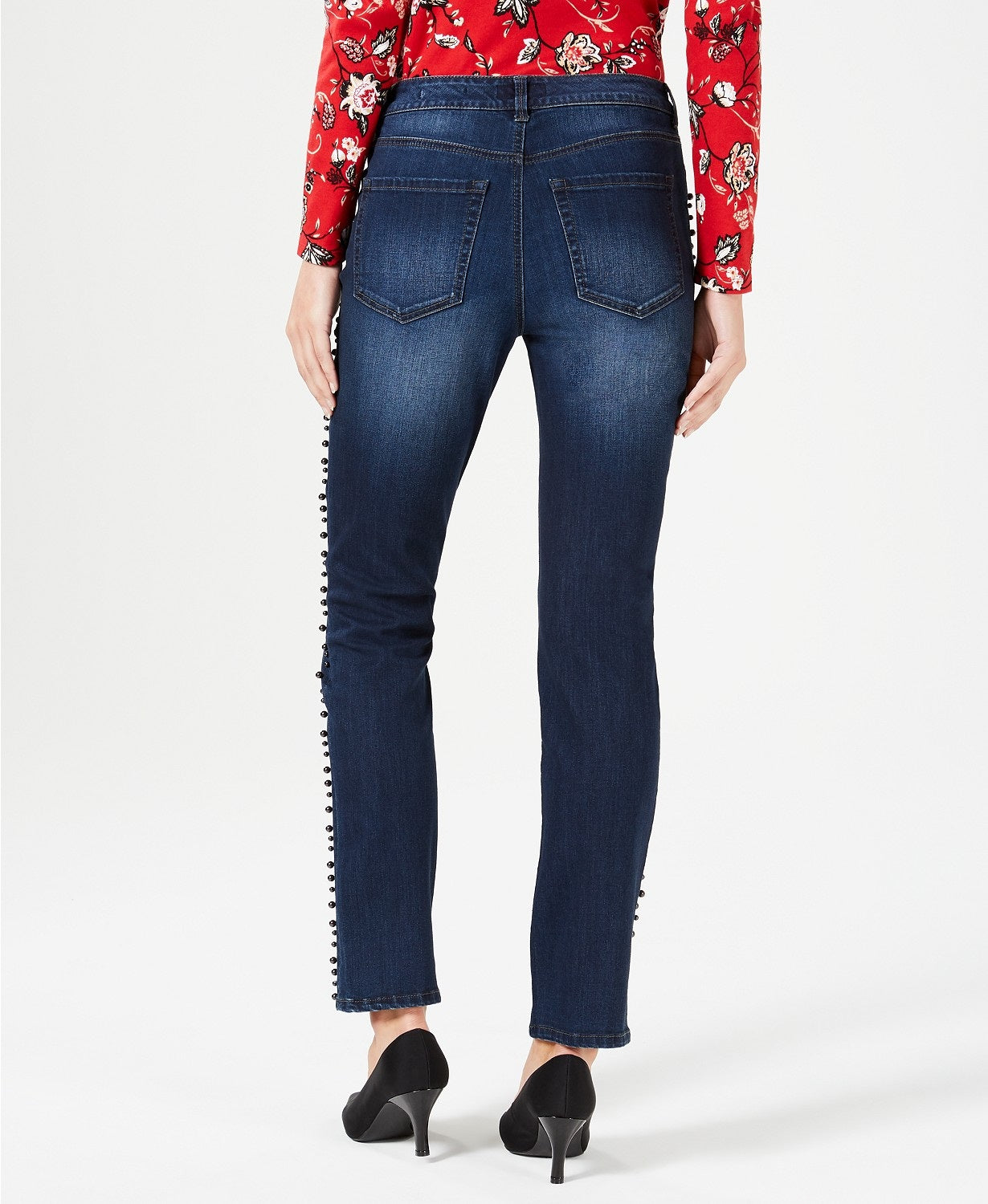 Charter Club Women's Faux-Pearl Trim Jeans Willow Wash Size 16"