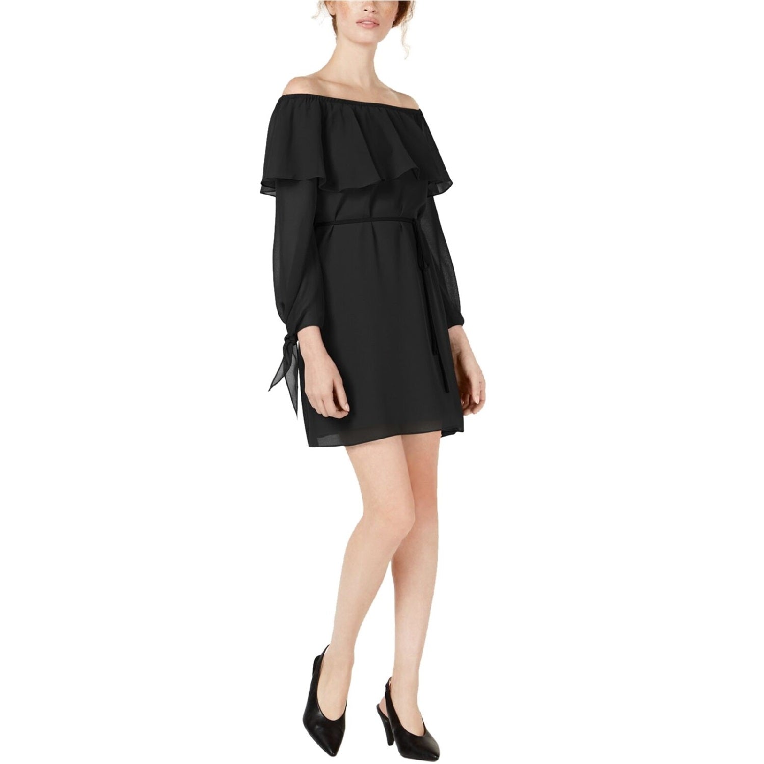 maison-jules-womens-ruffled-off-the-shoulder-dress-black-size-x-small-1
