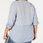 Style & Co Women's Cotton Striped Fringe-Trimmed Shirt Size Small