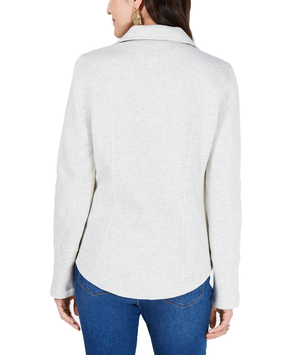 Style & Co Women's French Terry Moto Jacket Grey Size Small
