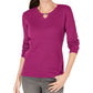 Karen Scott Women's Cotton Cable-Knit Keyhole Sweater Fuchsia Size 2 Extra Large