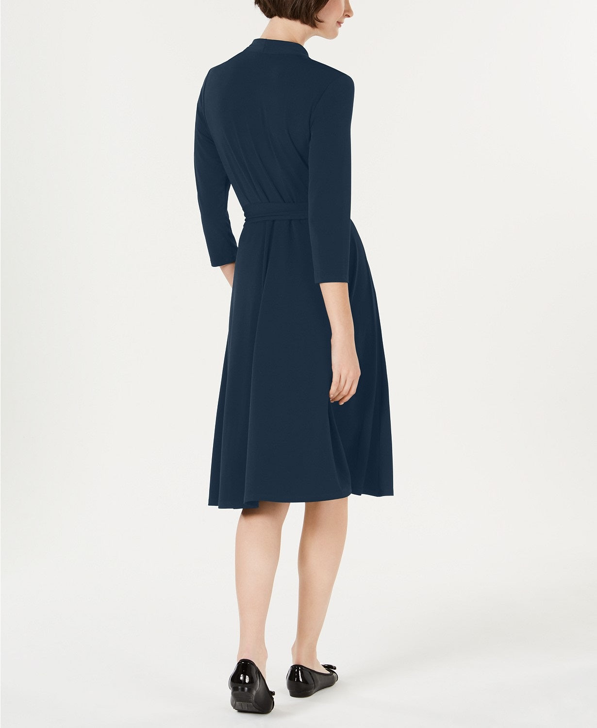 Charter Club Women's Petite Solid Midi Dress Navy Size Large