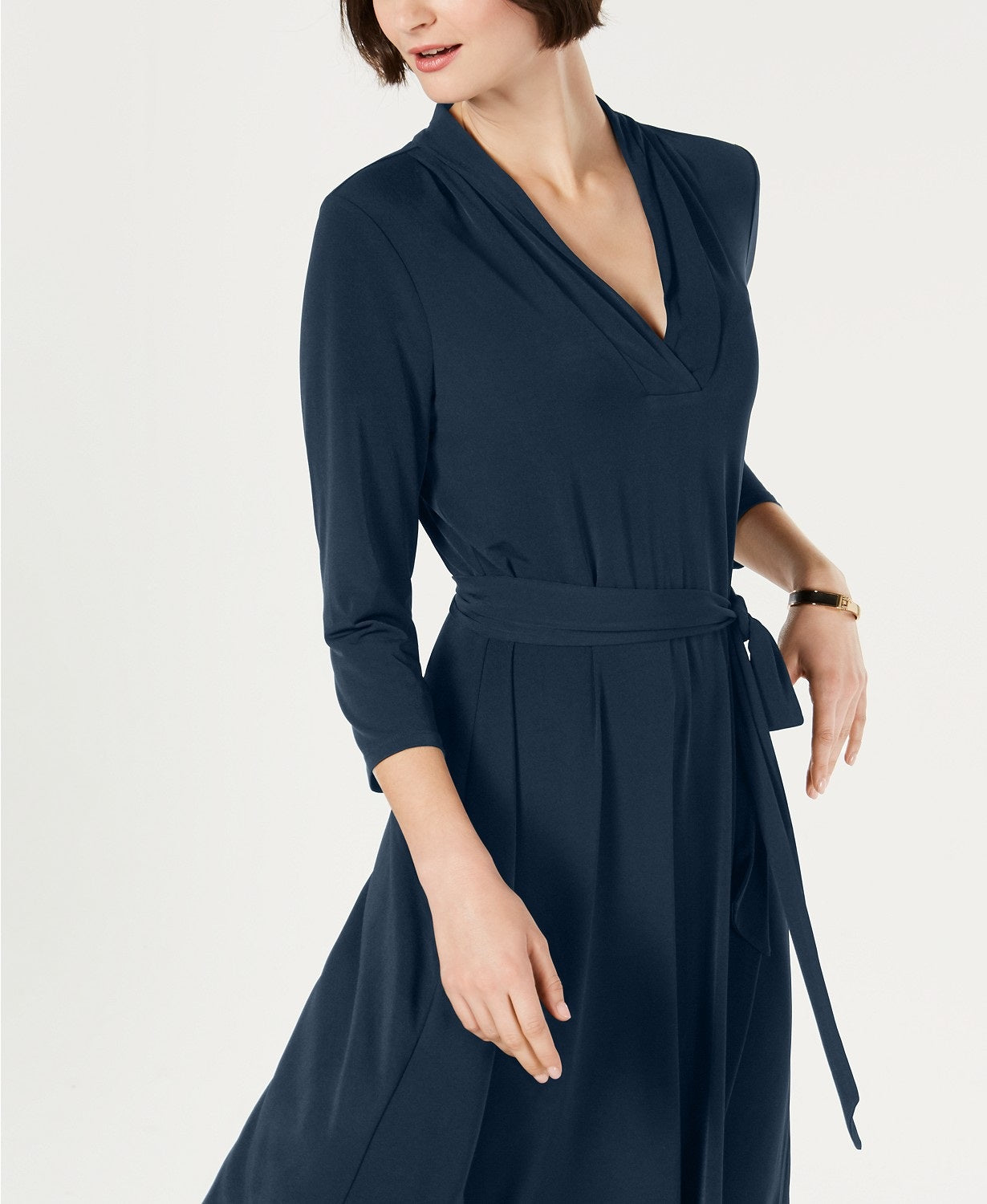 Charter Club Women's Petite Solid Midi Dress Navy Size Large