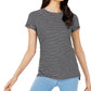 Maison Jules Women's Striped Short Sleeve Crew Neck T-Shirt Black Size Large