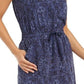 Ideology Women's Snake Print Drawstring Waist Dress Navy Size Small