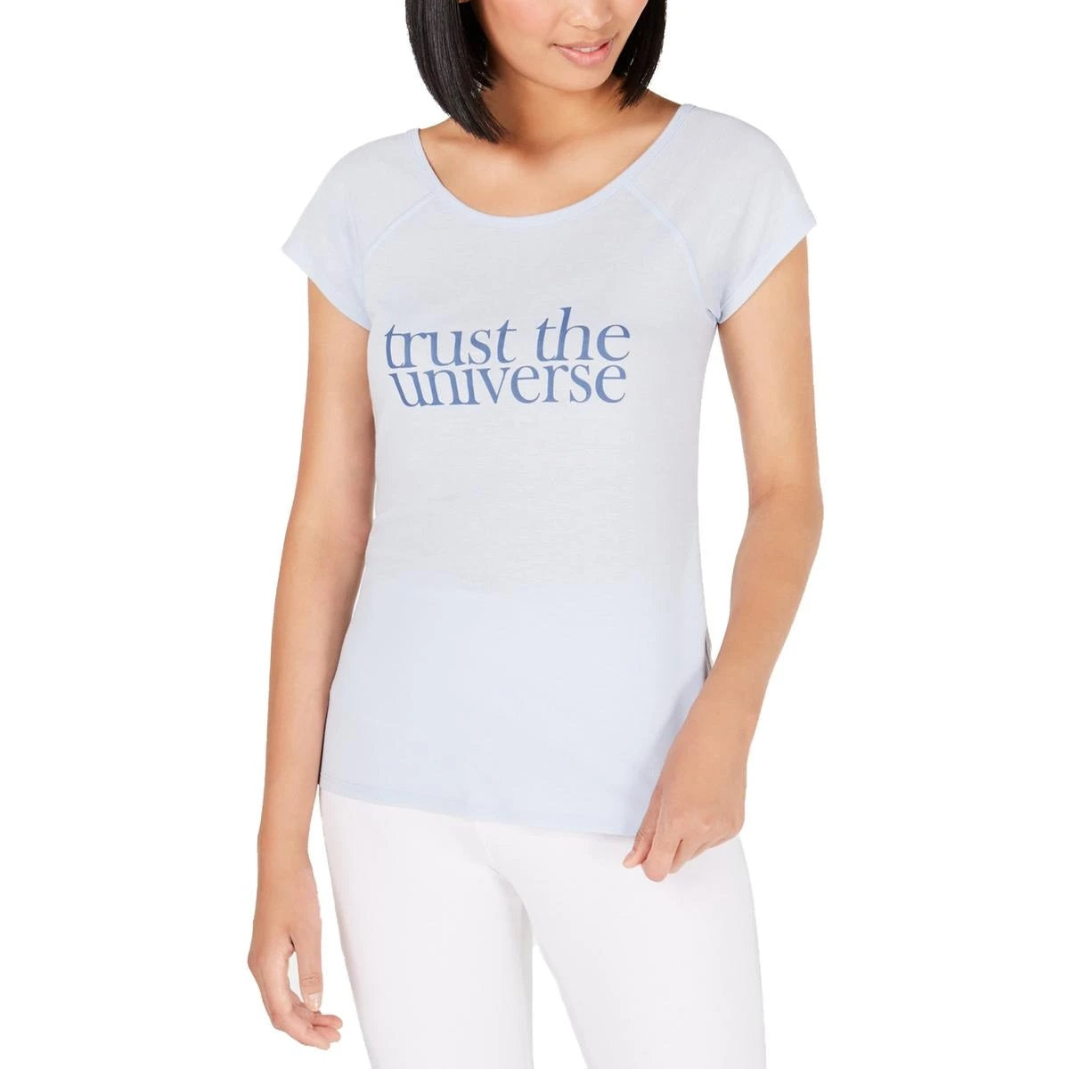 Ideology Women's Trust The Universe Graphic Yoga T-Shirt Blue Size Large