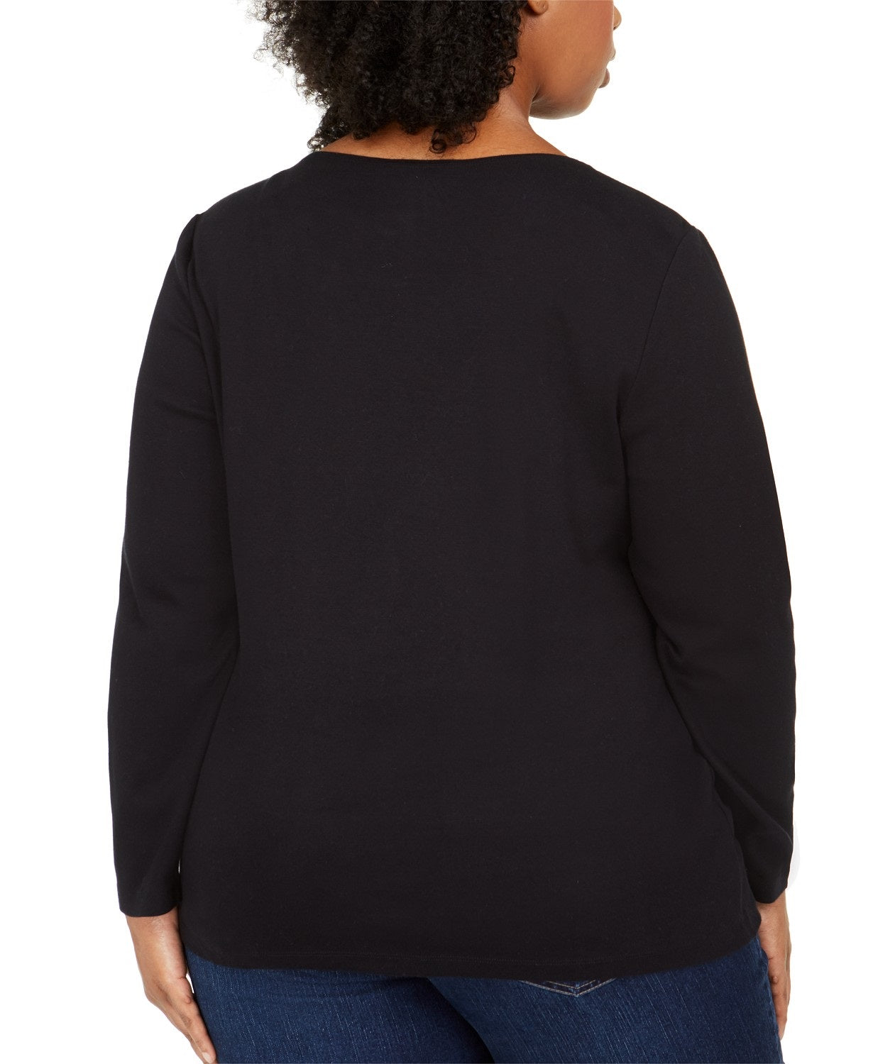 Karen Scott Women's Cotton Holiday Black Top Size Small