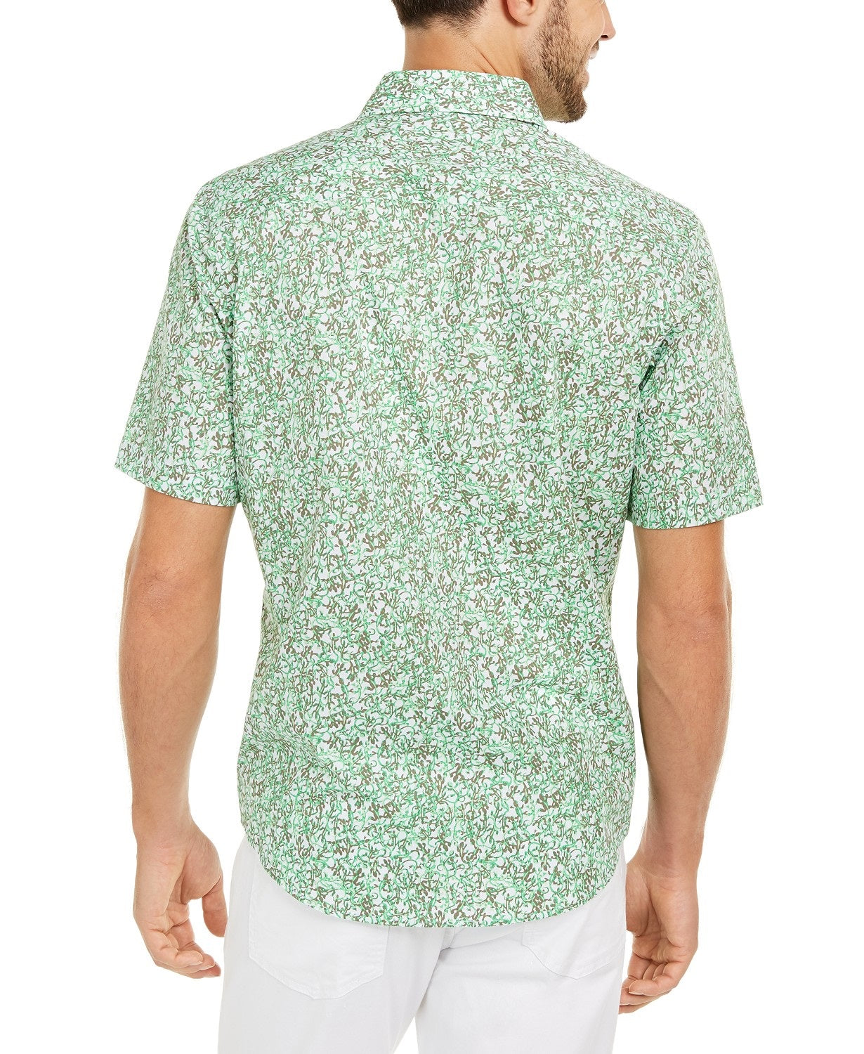 Alfani Men's Classic-Fit Lizard-Print Shirt Fresh Clover Size Large
