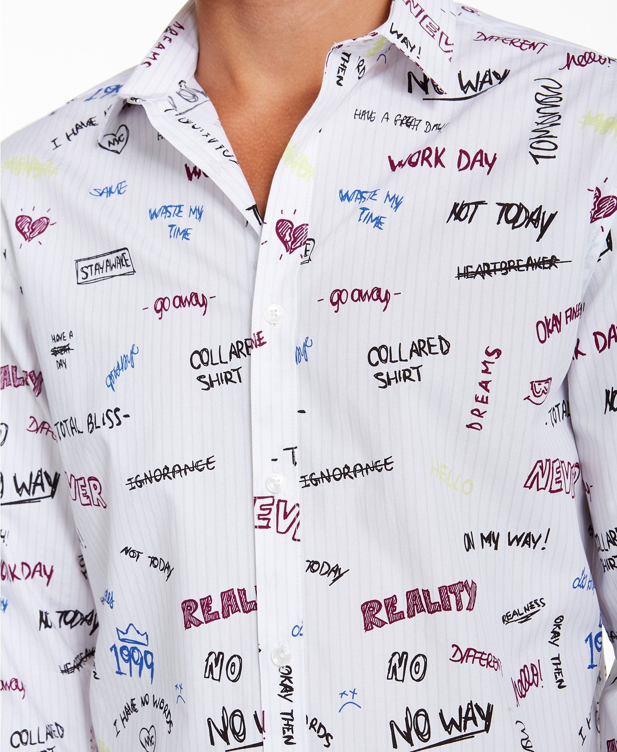 INC International Concepts Men's Expressions Print Shirt White Size Large