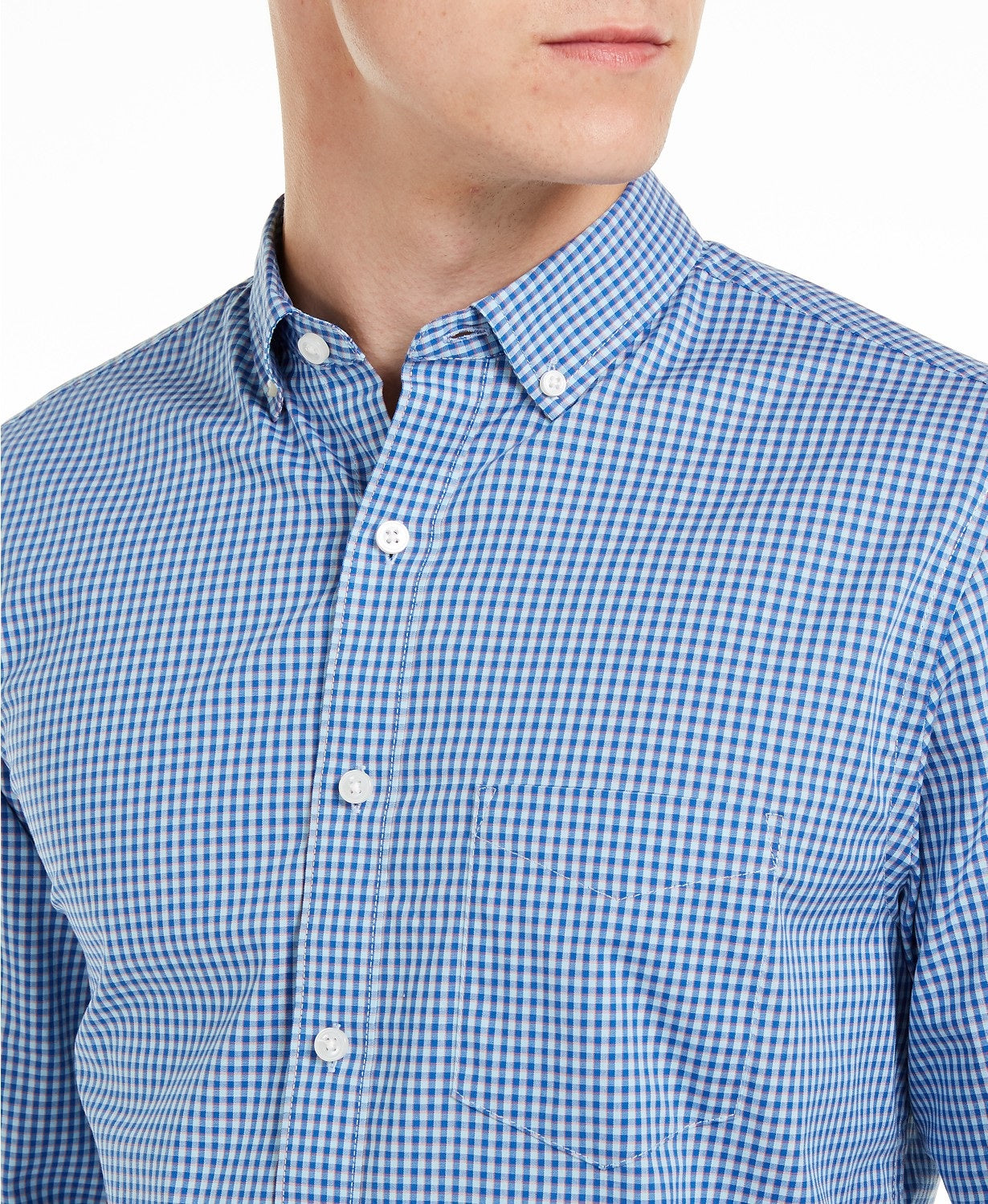 Club Room Men's Micro-Check Shirt Blue Size Small
