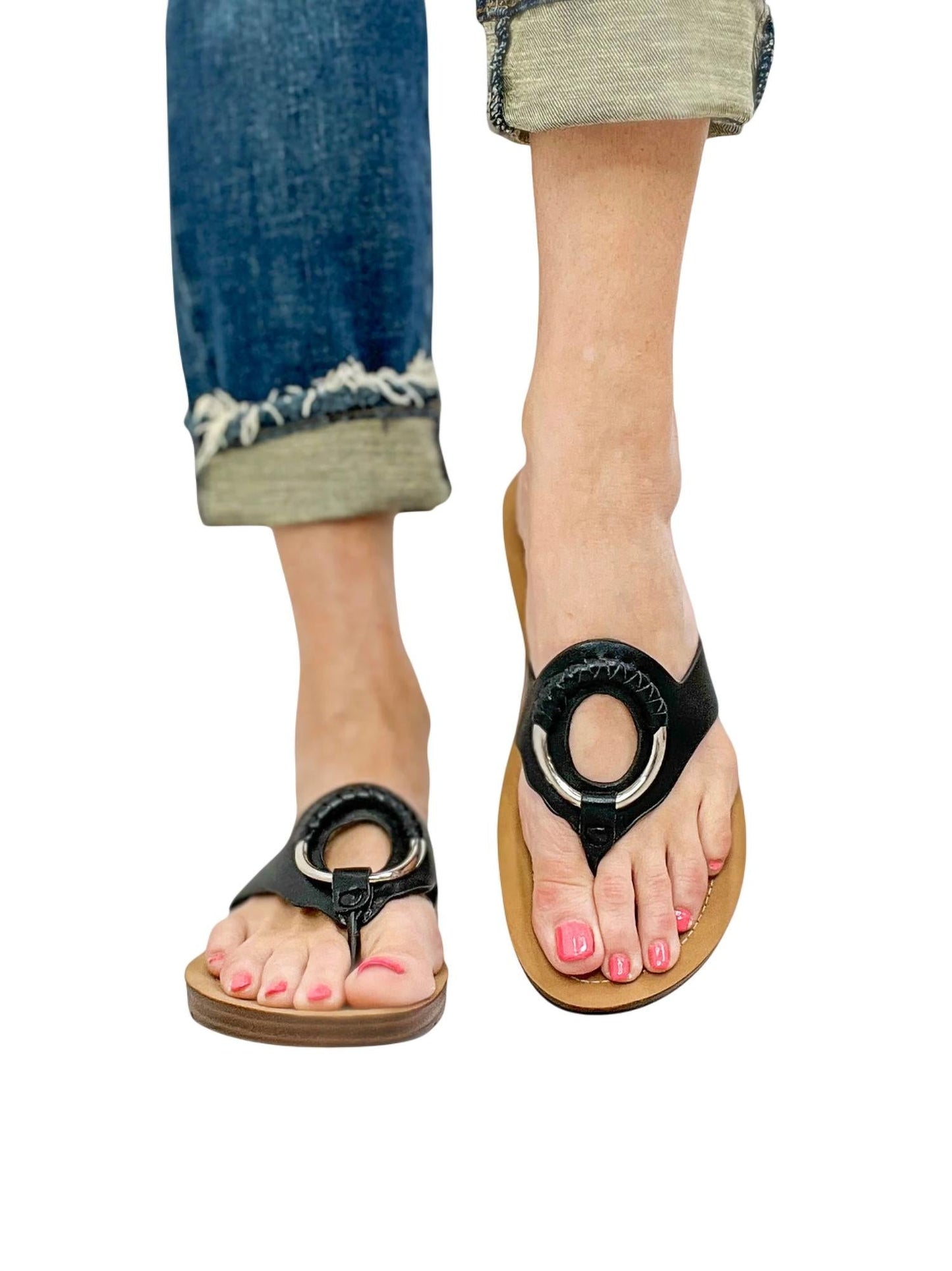 Corkys Footwear - महिलाओं के रिंग माई बेल काले सैंडल