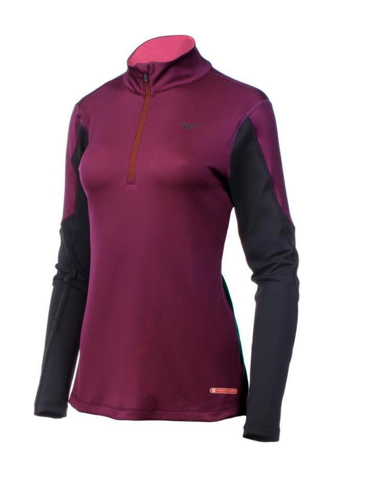 Mizuno महिलाओं का ब्रेथ थर्मो हाफ जिप पर्पल, साइज़ लार्ज