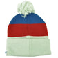 Las Vegas Pom Pom Cuffed Striped Knit Beanie Sin City Nevada State Blue Gray Hat