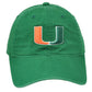 NCAA Adidas Miami Hurricanes Relaxed Slouch Hat Cap Green Curved Bill Canes