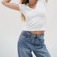 Lna - Fitted Ribbed V-neck Top