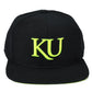 NCAA Adidas Kansas Jayhawks NK55Z Snapback Black Neon Logo Hat Cap Flat Bill
