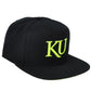 NCAA Adidas Kansas Jayhawks NK55Z Snapback Black Neon Logo Hat Cap Flat Bill