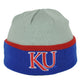NCAA Adidas Kansas Jayhawks KY52Z Cuffed Gray Blue Knit Beanie Winter Hat