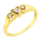 10KT Yellow Gold 1/20 cttw Diamond Triple Heart Diamond Ring (K-L, I1-I2) - Size 7
