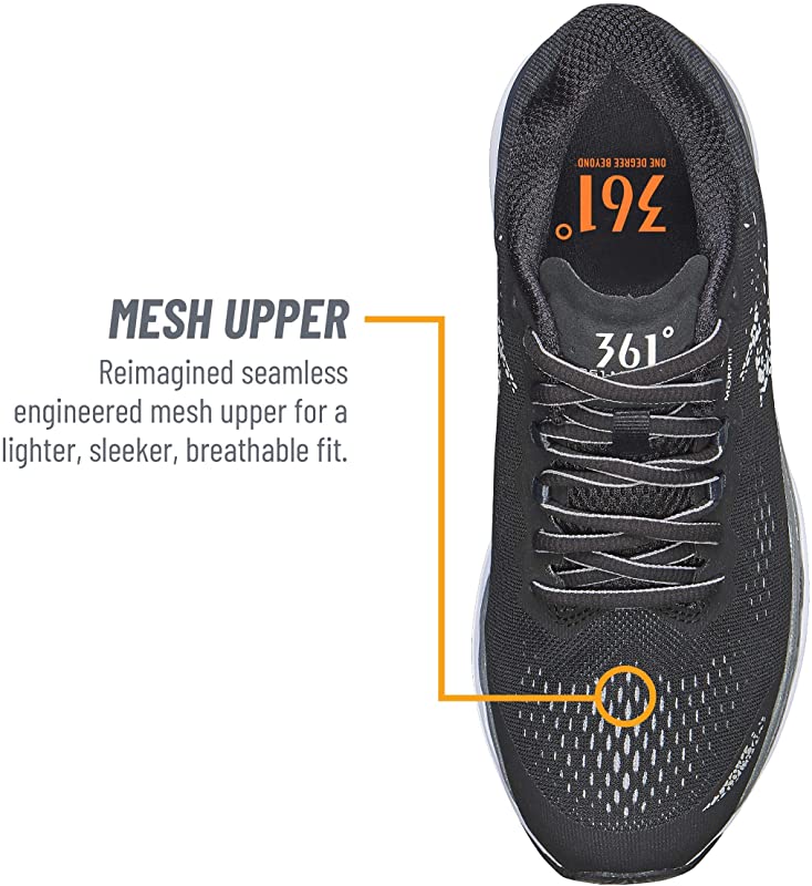 361 Degrees Unisex Meraki 3 Running Shoe Black/Ebony Size 12 D(M) US