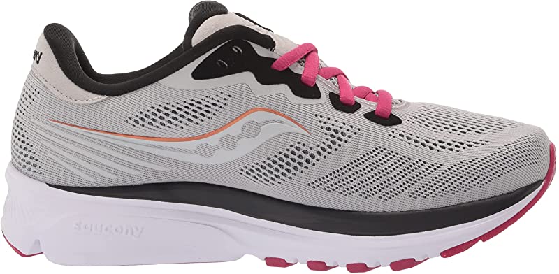 Saucony महिलाओं के लिए राइड 14 रनिंग शूज फॉग/चेरी