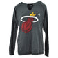 NBA Adidas Miami Heat Long Sleeve Hoodie Womens Ladies Tshirt Dark Gray