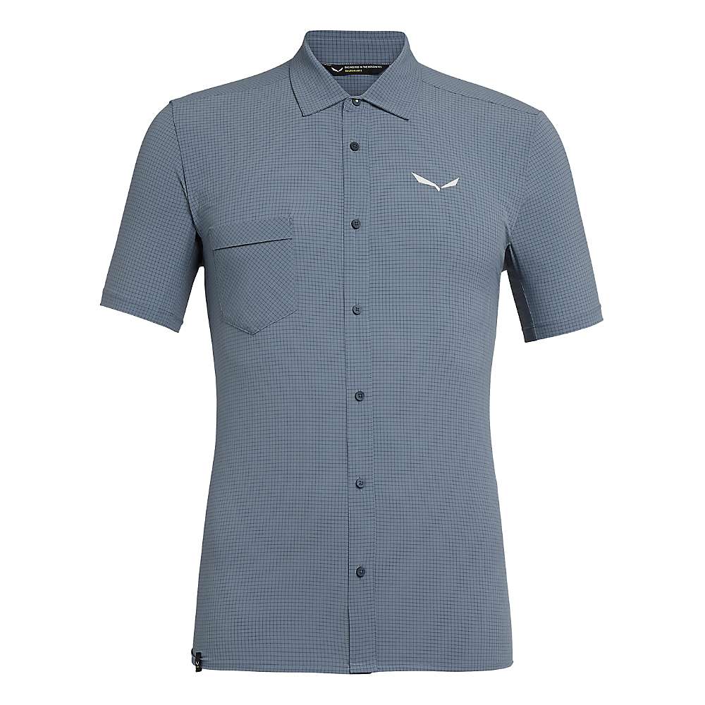 Salewa Men's Puez Minicheck 2 Dry Short Sleeve Shirt - Flint Stone