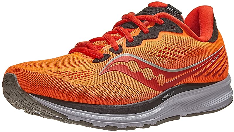 Saucony पुरुषों का राइड 14 रनिंग विज़ी/स्कारलेट