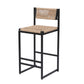 Kitchen Bar Stools with Footrest Set of 2 Paper Rope Weave Dining Chairs
