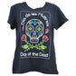 Dia De Los Muertos Day Of The Dead Crew Neck Navy Womens Ladies Tshirt Tee